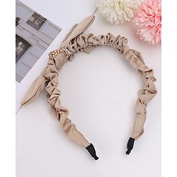 Pine Kids Ruffle Bow Applique Hair Band - Khaki