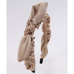 Pine Kids Ruffle Bow Applique Hair Band - Khaki