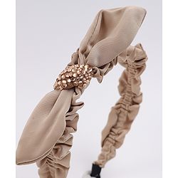 Pine Kids Ruffle Bow Applique Hair Band - Khaki