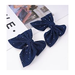 Pine Kids Free Size Bow & Butterfly Clips With Rhinestone Detailing Pack of 2 - Navy Blue