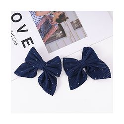 Pine Kids Free Size Bow & Butterfly Clips With Rhinestone Detailing Pack of 2 - Navy Blue
