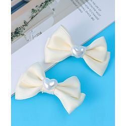 Pine Kids  Pearls Embellished Bow & Butterfly Clips Pack of 2 Free Size - Cream