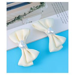 Pine Kids  Pearls Embellished Bow & Butterfly Clips Pack of 2 Free Size - Cream