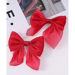 Pine Kids Free Size Bow Clips Pack of 2  - Red