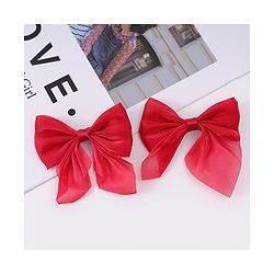 Pine Kids Free Size Bow Clips Pack of 2  - Red