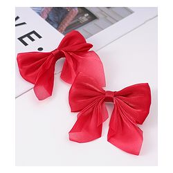 Pine Kids Free Size Bow Clips Pack of 2  - Red