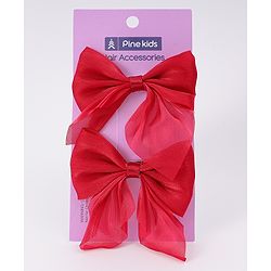 Pine Kids Free Size Bow Clips Pack of 2  - Red