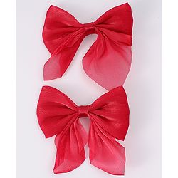 Pine Kids Free Size Bow Clips Pack of 2  - Red