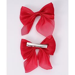 Pine Kids Free Size Bow Clips Pack of 2  - Red