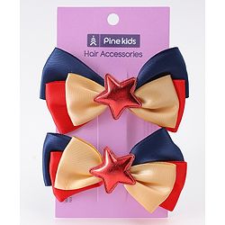 Pine Kids Bow & Butterfly Clips Pack of 2 Free Size - Multicolor
