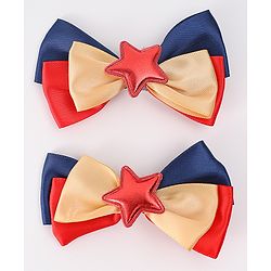 Pine Kids Bow & Butterfly Clips Pack of 2 Free Size - Multicolor