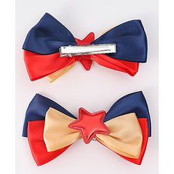 Pine Kids Bow & Butterfly Clips Pack of 2 Free Size - Multicolor