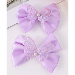 Pine Kids Bow & Butterfly Clips Pack of 2 Free Size - Lilac
