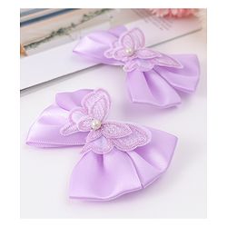 Pine Kids Bow & Butterfly Clips Pack of 2 Free Size - Lilac