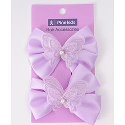 Pine Kids Bow & Butterfly Clips Pack of 2 Free Size - Lilac