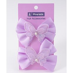 Pine Kids Bow & Butterfly Clips Pack of 2 Free Size - Lilac