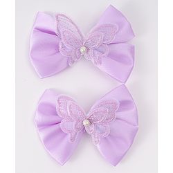 Pine Kids Bow & Butterfly Clips Pack of 2 Free Size - Lilac