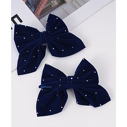 Pine Kids Bow & Butterfly Clips Pack of 2 Free Size - Navy Blue