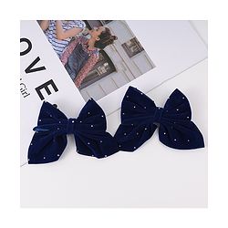 Pine Kids Bow & Butterfly Clips Pack of 2 Free Size - Navy Blue
