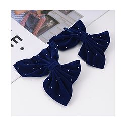 Pine Kids Bow & Butterfly Clips Pack of 2 Free Size - Navy Blue
