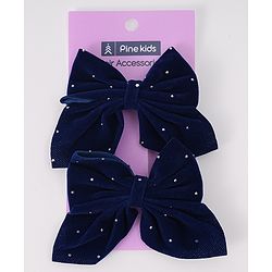 Pine Kids Bow & Butterfly Clips Pack of 2 Free Size - Navy Blue