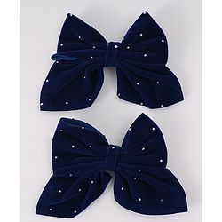 Pine Kids Bow & Butterfly Clips Pack of 2 Free Size - Navy Blue