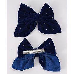 Pine Kids Bow & Butterfly Clips Pack of 2 Free Size - Navy Blue