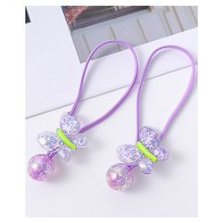 Pine Kids Free Size Rubber Bands with Butterfly Applique Set of 2 -  Purple