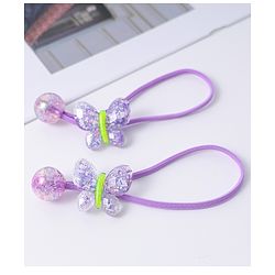 Pine Kids Free Size Rubber Bands with Butterfly Applique Set of 2 -  Purple