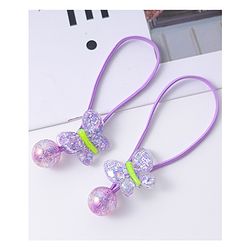 Pine Kids Free Size Rubber Bands with Butterfly Applique Set of 2 -  Purple