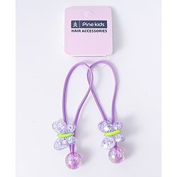 Pine Kids Free Size Rubber Bands with Butterfly Applique Set of 2 -  Purple