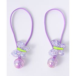 Pine Kids Free Size Rubber Bands with Butterfly Applique Set of 2 -  Purple