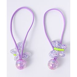 Pine Kids Free Size Rubber Bands with Butterfly Applique Set of 2 -  Purple