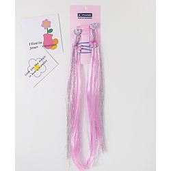 Pine Kids Hair Extensions  With Hearts And Butterfly Applique Free Size Pack of 2  - Multicolor