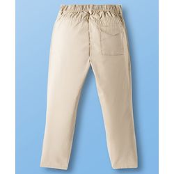 Pine Kids Cotton Elastane Woven Full Length Solid Color Trousers - Beige