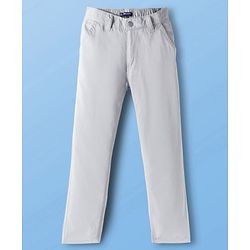 Pine Kids Cotton Elastane Woven Full Length Solid Color Trousers - Beige