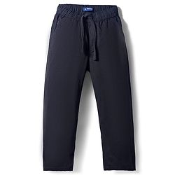 Pine Kids Cotton Elastane Woven Full Length Solid Colour Trouser Pant - Black