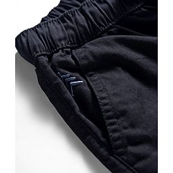 Pine Kids Cotton Elastane Woven Full Length Solid Colour Trouser Pant - Black
