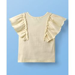 Pine Kids Cotton Knit Half Sleeves Top with Frill Detailing - Navy Blue