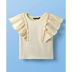 Pine Kids Cotton Knit Half Sleeves Top with Frill Detailing - Navy Blue