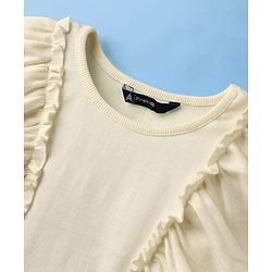 Pine Kids Cotton Knit Half Sleeves Top with Frill Detailing - Navy Blue