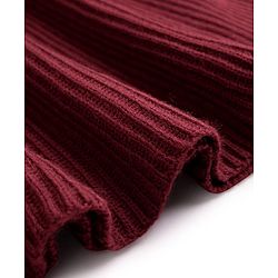 Pine Kids Knit Full Sleeves Woolen Dress  with Cable Knit Design - Maroon