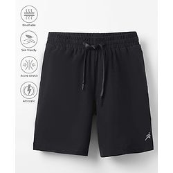 Pine Active Ultra Light Woven  Above Knee Length Solid Color Performance Shorts - Black