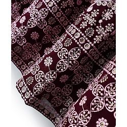 Pine Kids Woven Half Sleeves Choli Lehenga & Dupatta Set Floral Embriodery & Lace Detailing - Wine