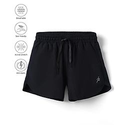 Pine Active Ultra Light Woven Above Knee Length Solid Color Performance Shorts - Black