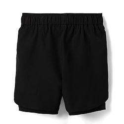 Pine Active Ultra Light Woven Above Knee Length Solid Color Shorts with High Stretch Inner Tights - Black