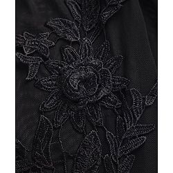 Pine Kids Woven Full Sleeves Top With Floral Patches - Black