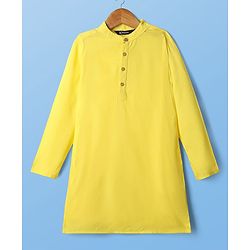Pine Kids Cotton Woven Full Sleeves Kurta Pyjama Set with Jacket Floral Print - Yellow