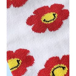 Pine Kids Cotton Knit Ankle Length Socks with Floral Design Pack of 3 (Color May Vary)