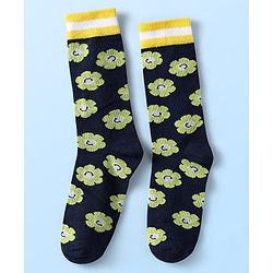 Pine Kids Cotton Knit Ankle Length Socks with Floral Design Pack of 3 (Color May Vary)